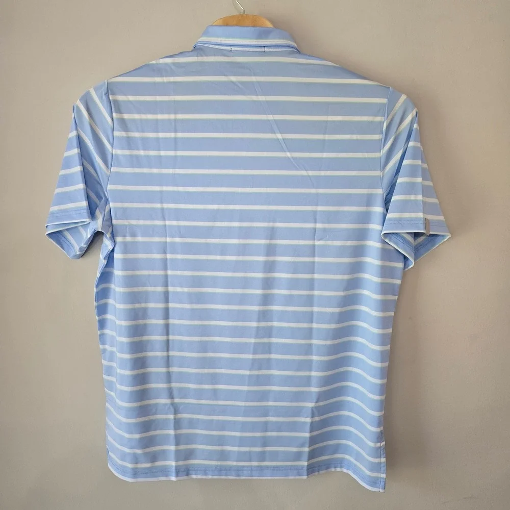 RLX Ralph Lauren Golf Polo Shirt Mens XL‎ Striped Light Blue Performance